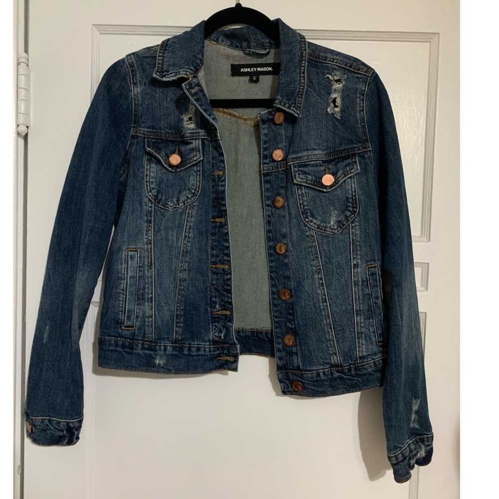 Dark Wash Distressed Jean jacket size M